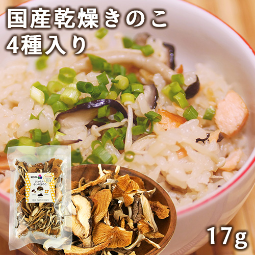 市場 全て国産の乾燥キノコ なめこ 時短調理 平茸 17g きくらげ 椎茸 おいしい４つのきのこ