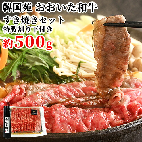 肉質4等級以上 おおいた和牛 すき焼きセット 特製割り下付き (牛肉約500g 割り下300g) 牛肉 鍋 おかず 大分県 韓国苑 【送料込】｜おんせん県おおいた online shop