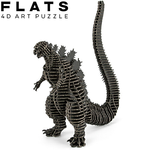 FLATS 4D アートパズル シン・ゴジラ(SHINGODZILLA287_black) ブラック シート7枚/213パーツ ペーパークラフト 強化ダンボール 国東時間 メール便送料込画像