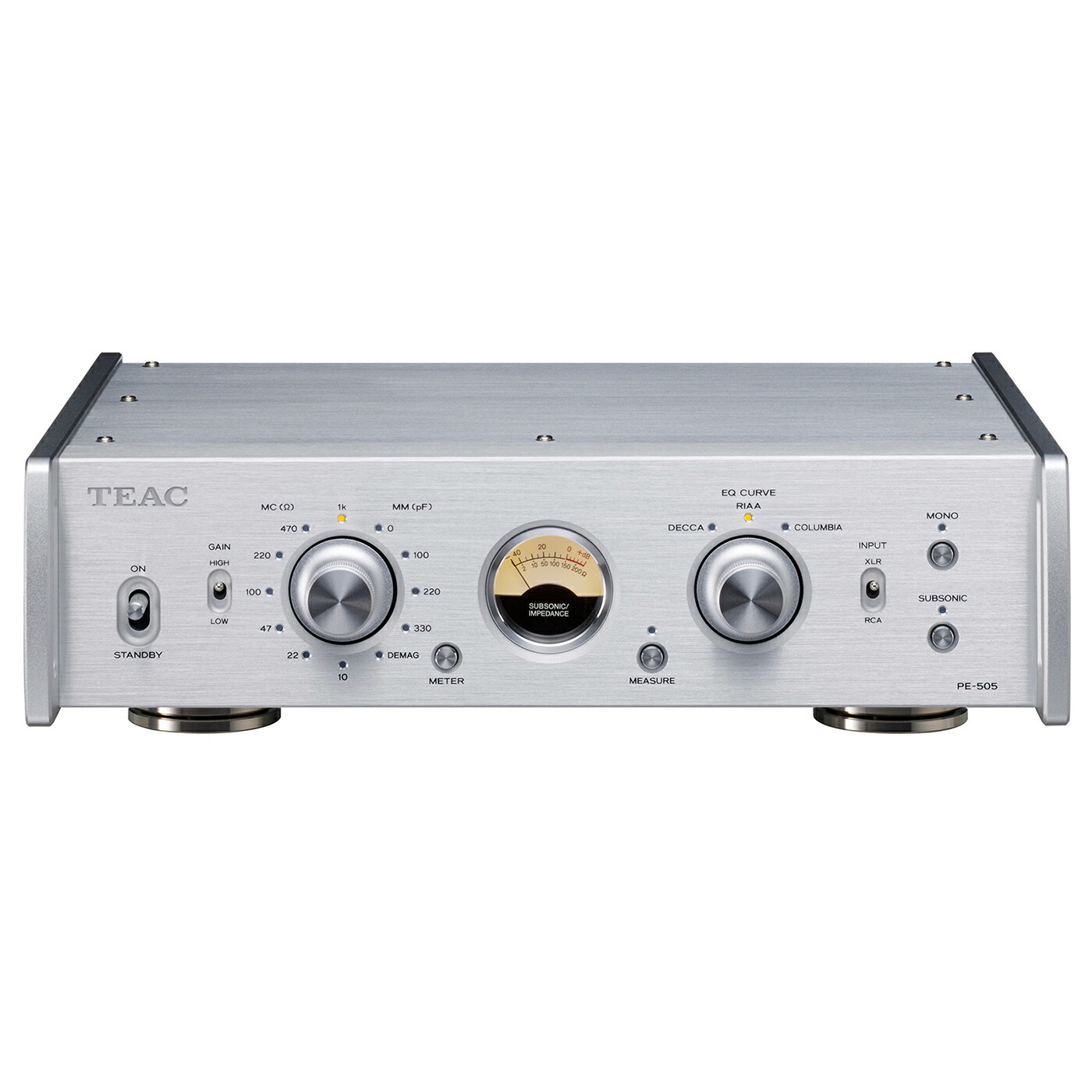 PE-505【TEAC_ティアック】（PE505）「フォノイコライザーアンプ」デュアルモノ―ラル、物のみごとに平衡にする入出力電気回路まとめ上げる・DECCA、 COLUMBIAの各独立独行したEQ電気回路を積み上げる【貨物輸送無料】
