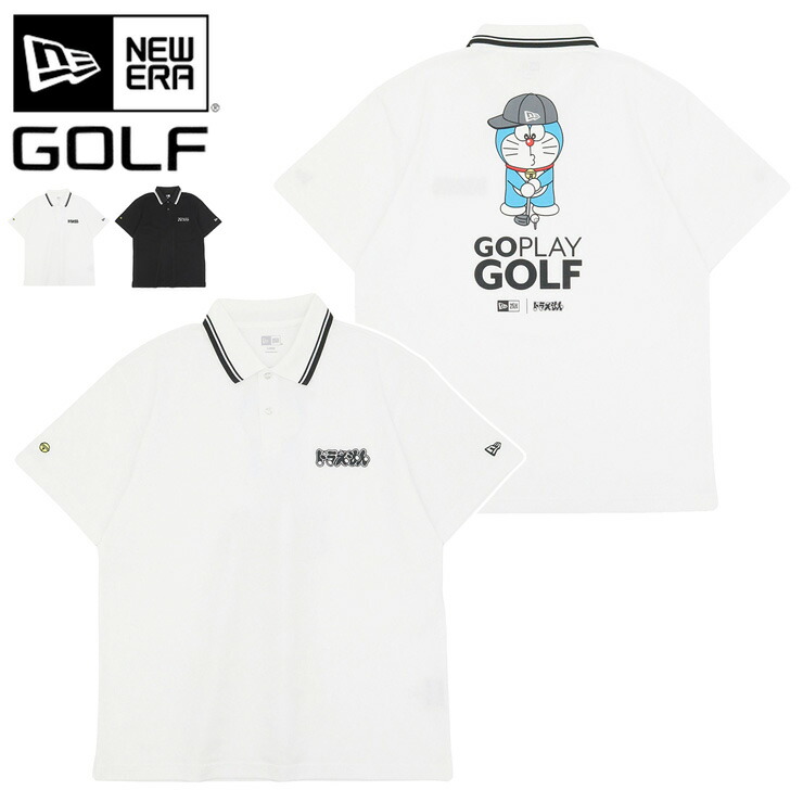 ニューエラ ゴルフ ウェア ポロシャツ NEW ERA GOLF 半袖 コラボ ドラえもん グッズ 黒 白 メンズ レディース ブランド おしゃれ かっこいい 人気 オーバーサイズ 春 夏 ニューエラー 正規品 大きい 小さい サイズ ユニセックス 男女兼用 ストリート 夏用|ONSPOTZ