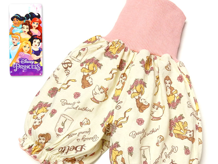 送料無料 女児 Disney ディズニー 天竺 腹巻き付き ベル ステテコ ベビー 美女と野獣 本体綿100