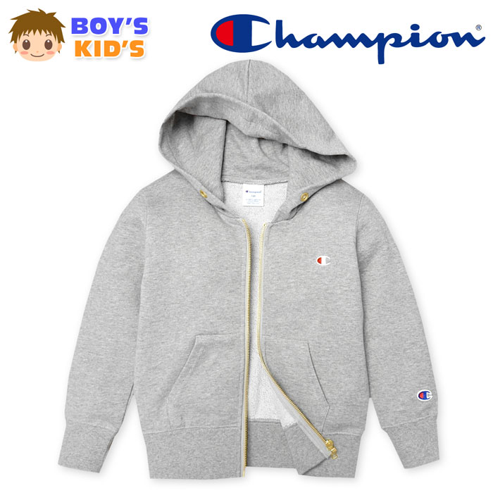 男児 キッズ Champion チャンピオン フルジップ パーカー ジャケット アウター 裏毛 無地 ロゴ刺繍 子供服 男の子 110cm 1cm 130cm A 16a Gy 専門店では