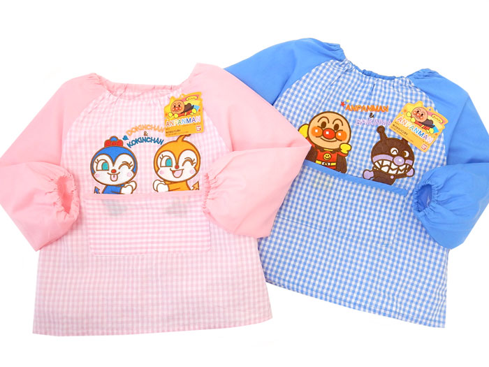 楽天市場 送料無料 男女児 キッズ 綿100 スモック アンパンマン アップリケ ギンガムチェック柄 ラグラン切替 ポケット付き 100cm 110cm Yg 0398 メール便対応 オンスタイル