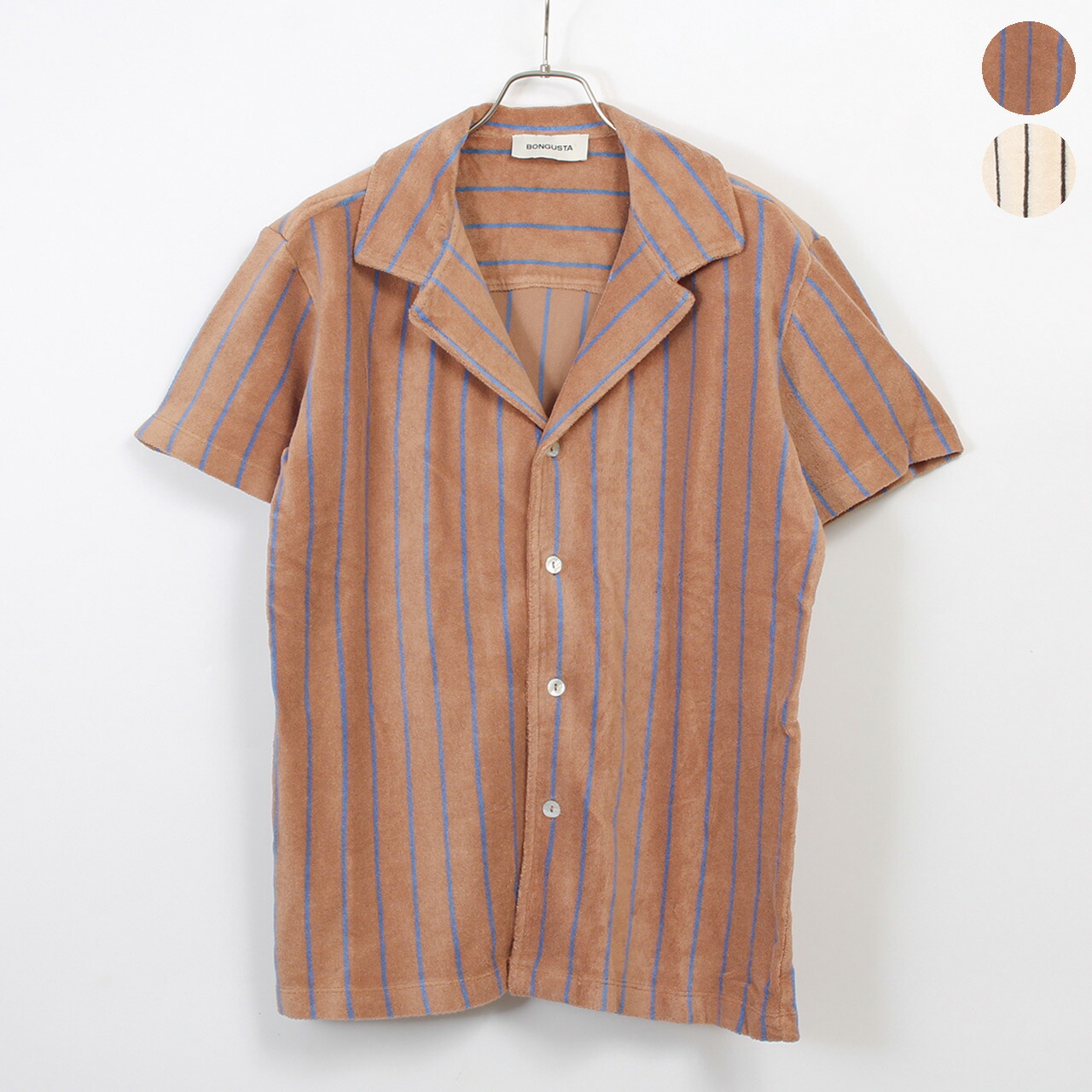 ボングスタ BONGUSTA 半袖プルオーバー NARAM SHIRT [ナラム 間借り人プルオーバー 縞模様柄] レディース メンズ BON68 100% ORGANIC COTTON