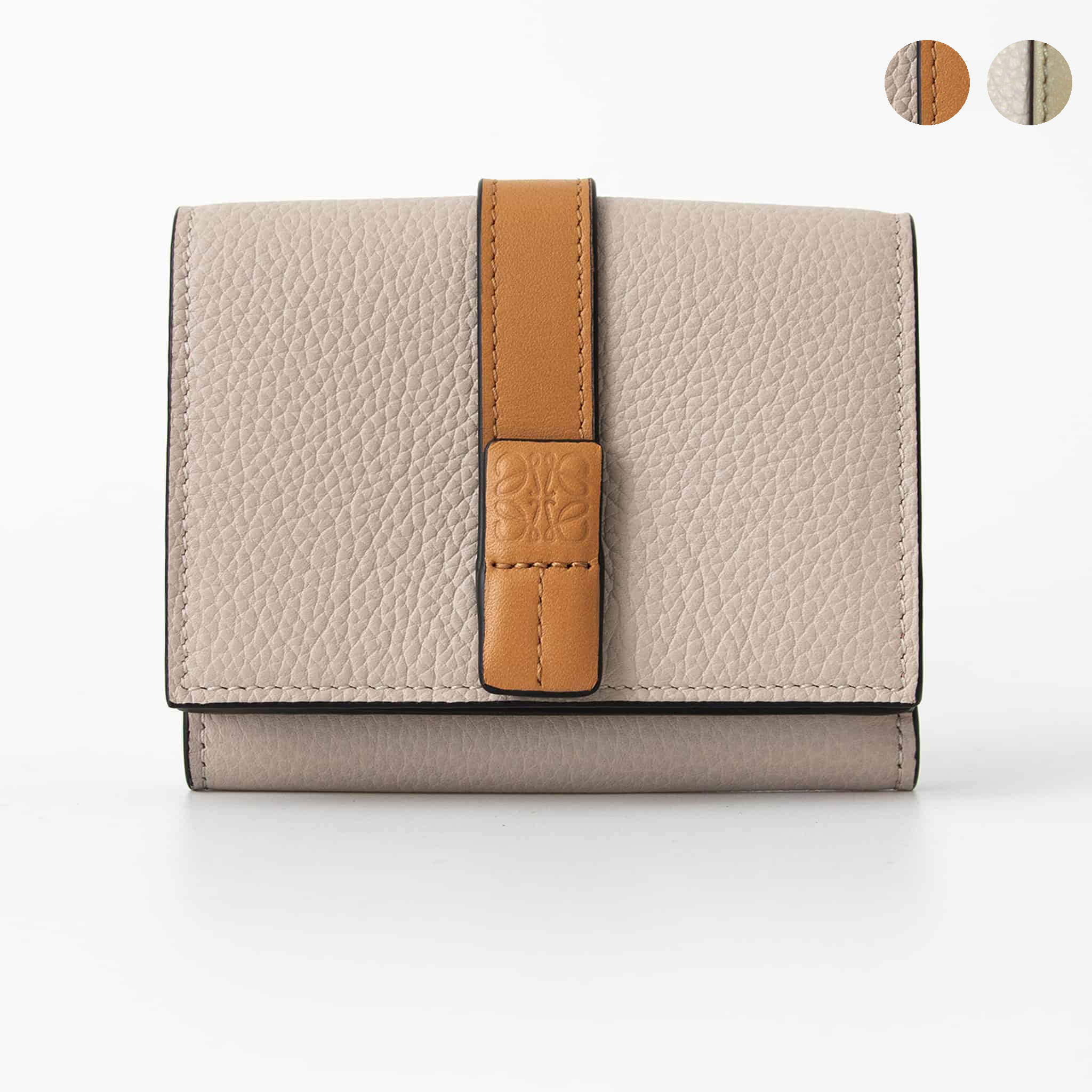 LOEWE ロエベ 長財布 グリーン ベルトデザイン アイボリー レザー ロエベ LOEWE 三つ折り財布 バーティカルウォレット Sサイズ