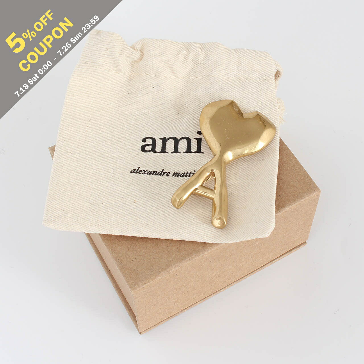 【5%OFFクーポン対象】アミパリス AMI PARIS ブローチ AMI DE COEUR HAMMERED PIN / BROOCH [ハンマード ピン ブローチ] レディース メンズ UJW424.361｜on the corner
