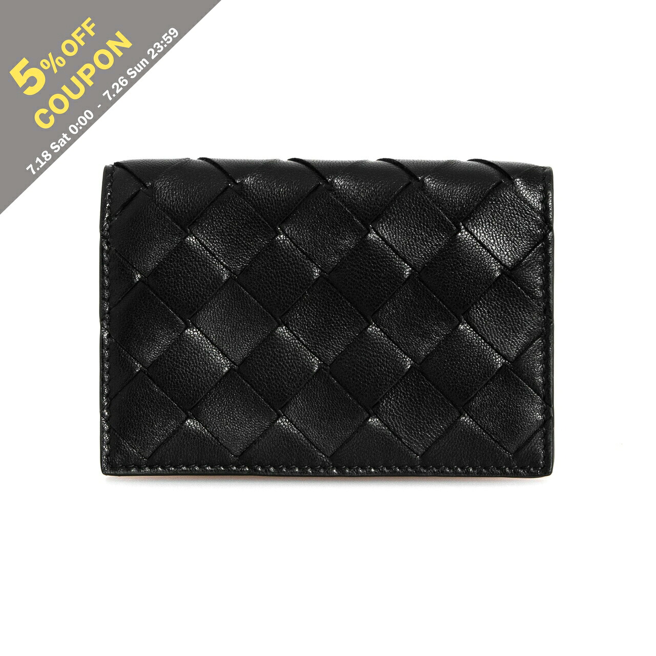 【5%OFFクーポン対象】ボッテガヴェネタ BOTTEGA VENETA レディース 名刺入れ（カードケース） ブラック BUSINESS CARD CASE [イントレチャート] 667141 VCPP3 8425 BLACK-GOLD｜on the corner