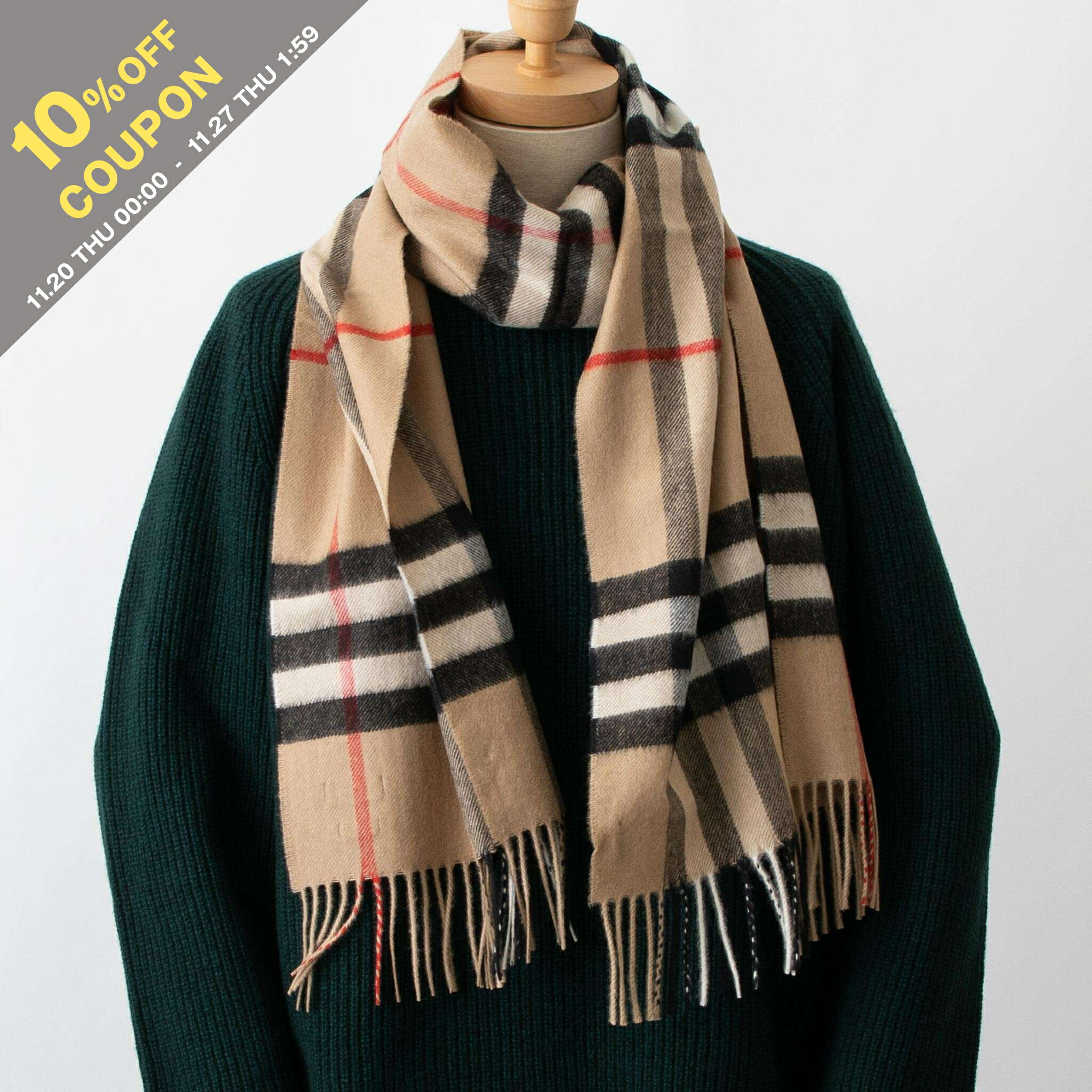 BURBERRY　バーバリー　マフラー　ウール97%　シルク3%　未使用に近い バーバリー BURBERRY BURBERRY マフラー MU EKD TO GC JACQ SCF