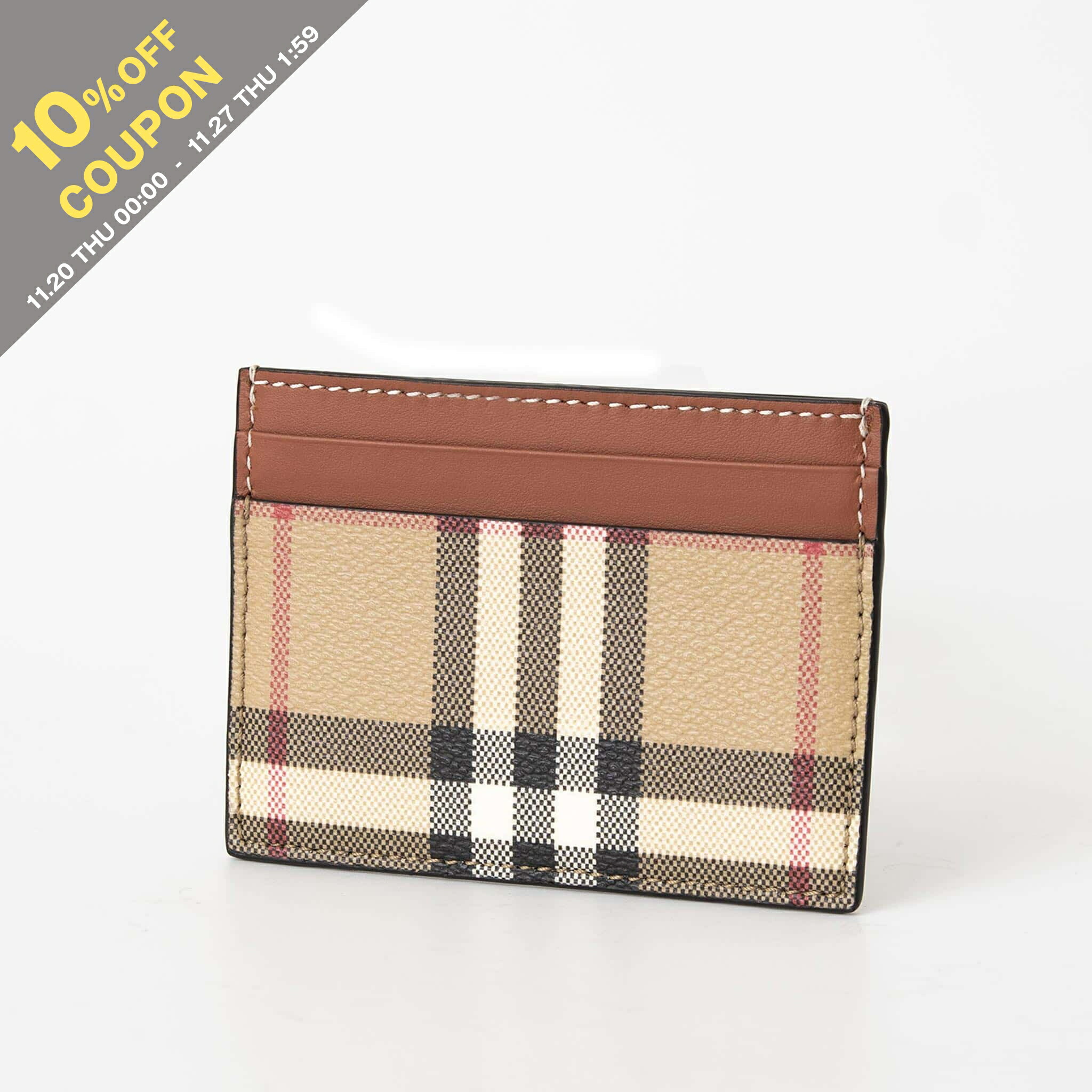 burberry london engjand カードケース Embossed Check Folding Card Case in Black - Men, Leather