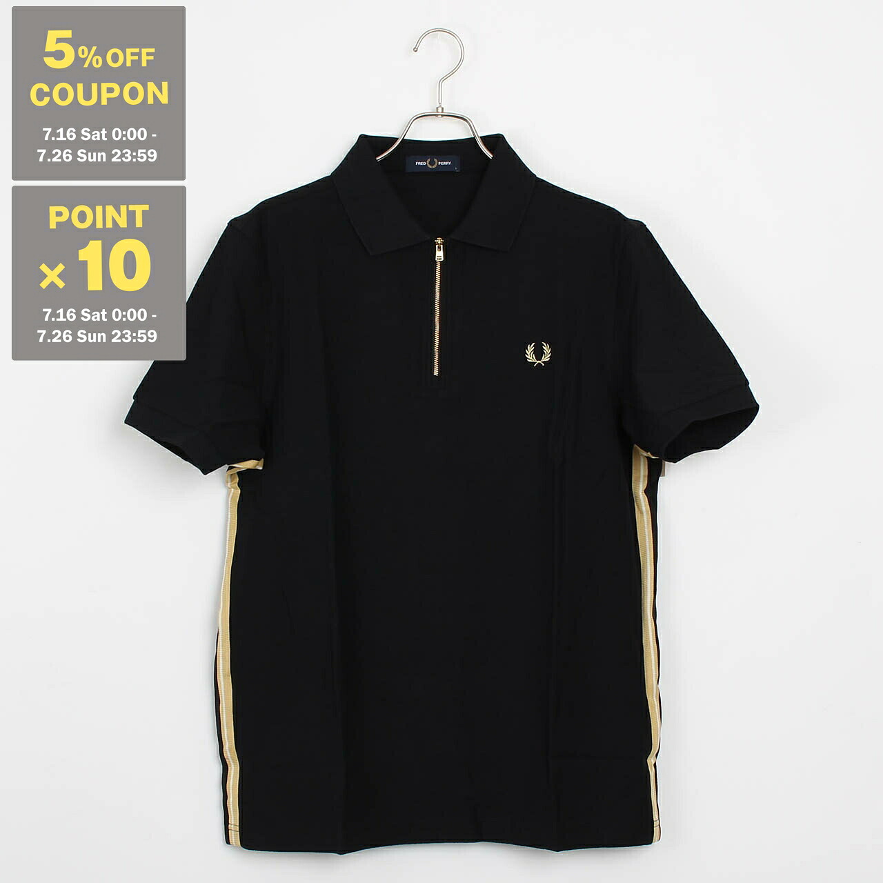 【5%OFFクーポン対象】フレッドペリー FRED PERRY 半袖ポロシャツ STRIPE TAPE POLO SHIRT [ハーフジップポロシャツ] メンズ レディース M2443【英国ブランド】｜on the corner