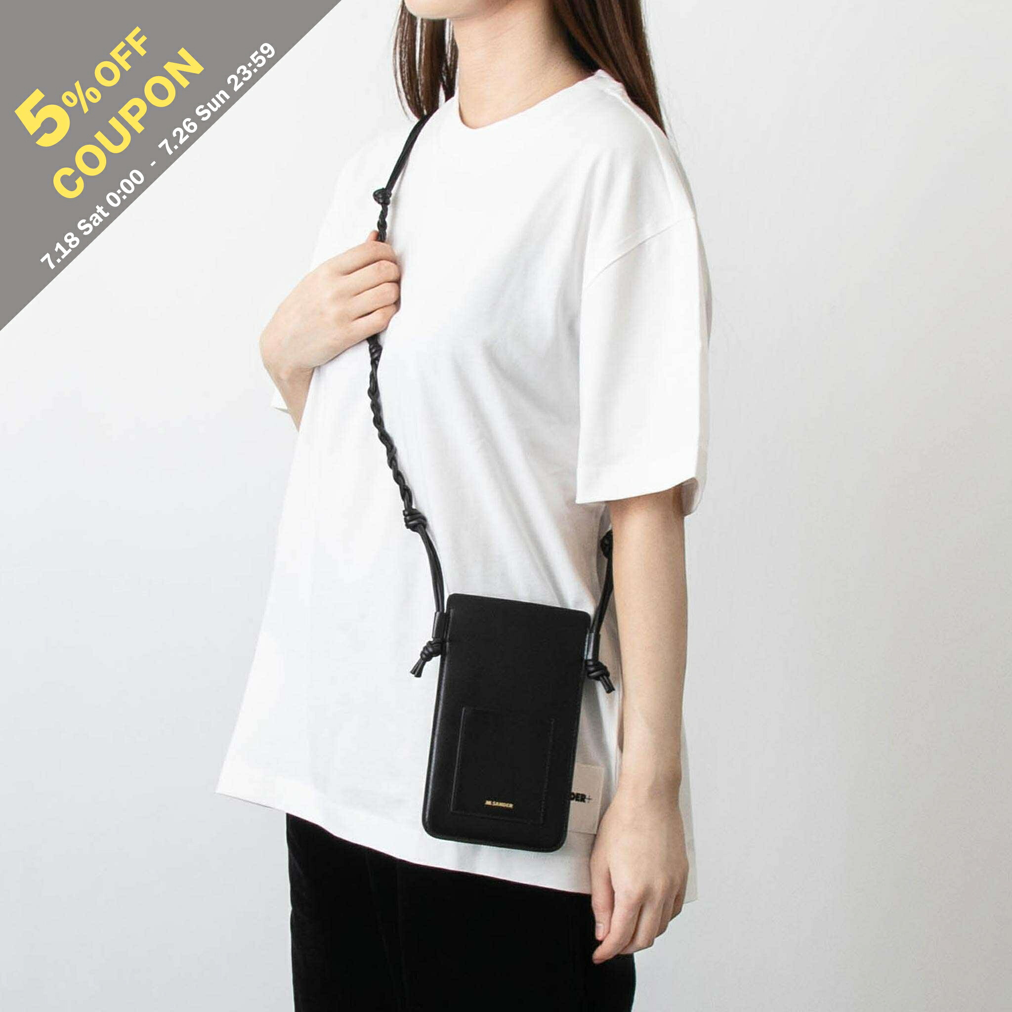 【5%OFFクーポン対象】ジルサンダー JIL SANDER フォンケース スマホショルダー ブラック TANGLE PHONE SLEEVE [タングルフォンケース] J07VL0021 P4841 001 BLACK レディース メンズ｜on the corner