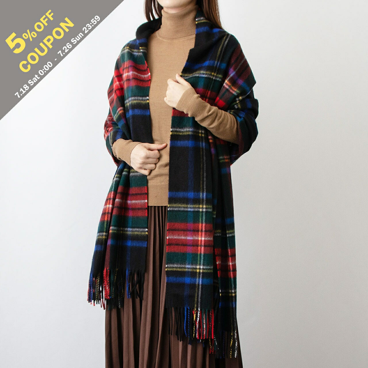 【5%OFFクーポン対象】ジョンストンズ JOHNSTONS カシミア大判ストール（カシミヤ） CASHMERE TARTAN STOLE レディース WA000056 WA56【英国ブランド】｜on the corner