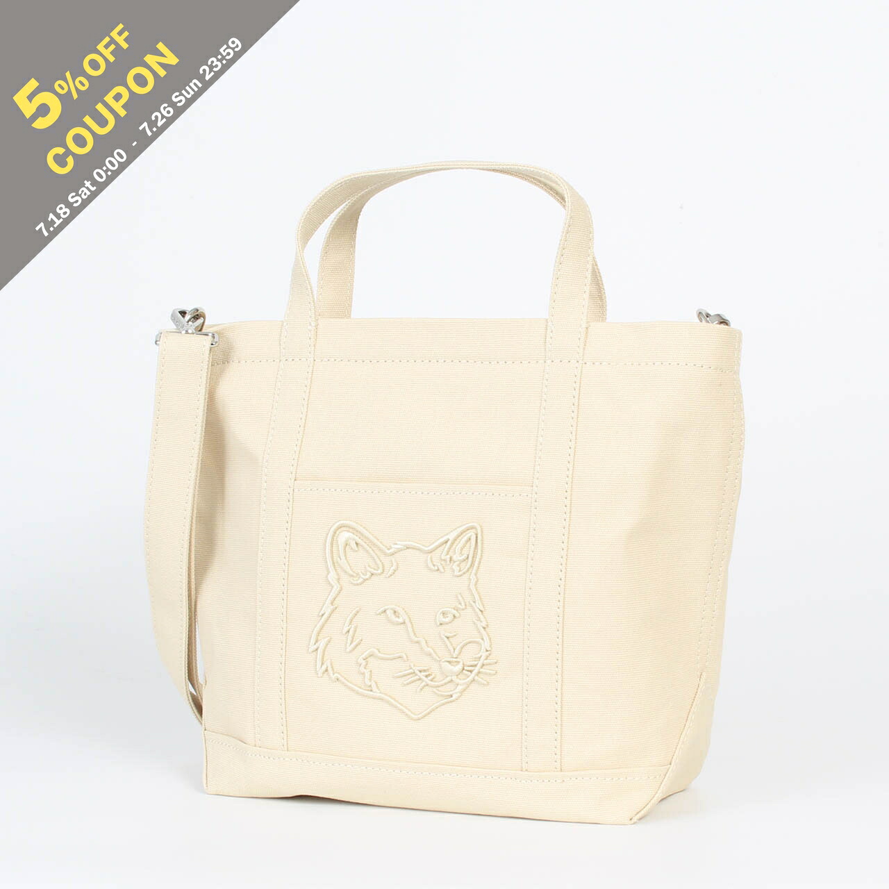 【5%OFFクーポン対象】メゾン キツネ MAISON KITSUNE バッグ 2WAYトート/ショルダーバッグ FOX HEAD SMALL TOTE レディース メンズ LW05103 WW0107｜on the corner