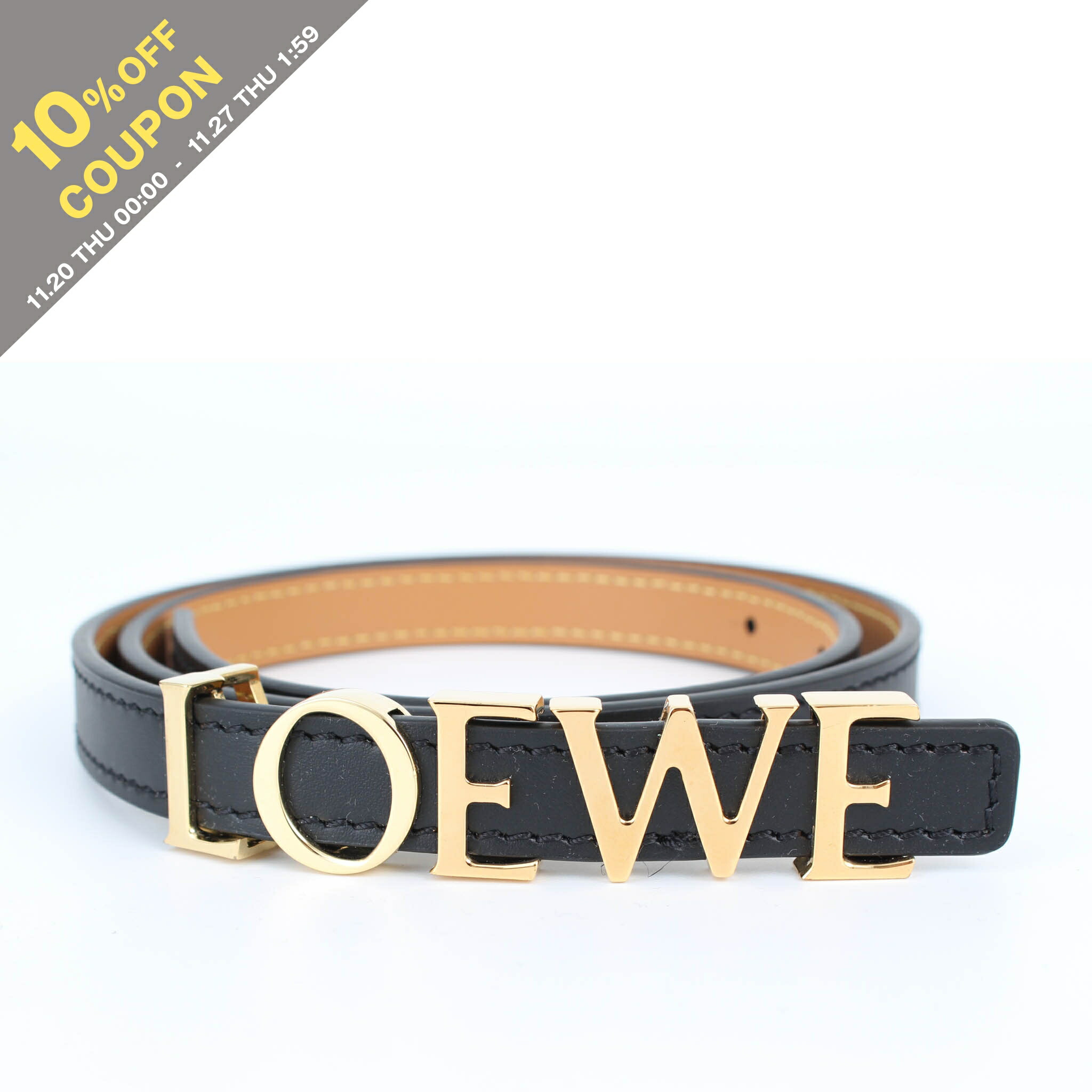 LOEWE リバーシブルベルト　70 LOEWE ロエベ ベルト リバーシブル レザー ブラック×ネイビー×シルバー