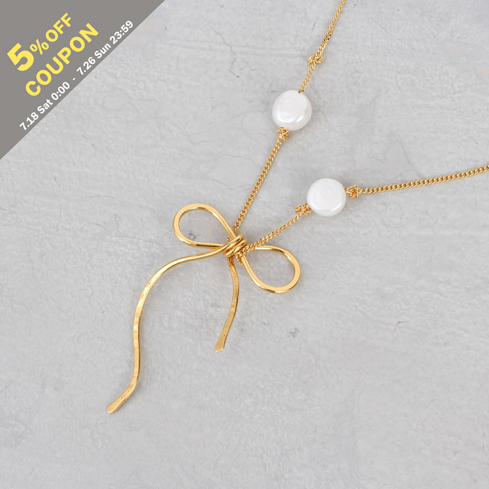 【5%OFFクーポン対象】マルニ MARNI ネックレス BOW NECKLACE [リボン ネックレス パール付き] レディース COMV0526A 0M2001｜on the corner
