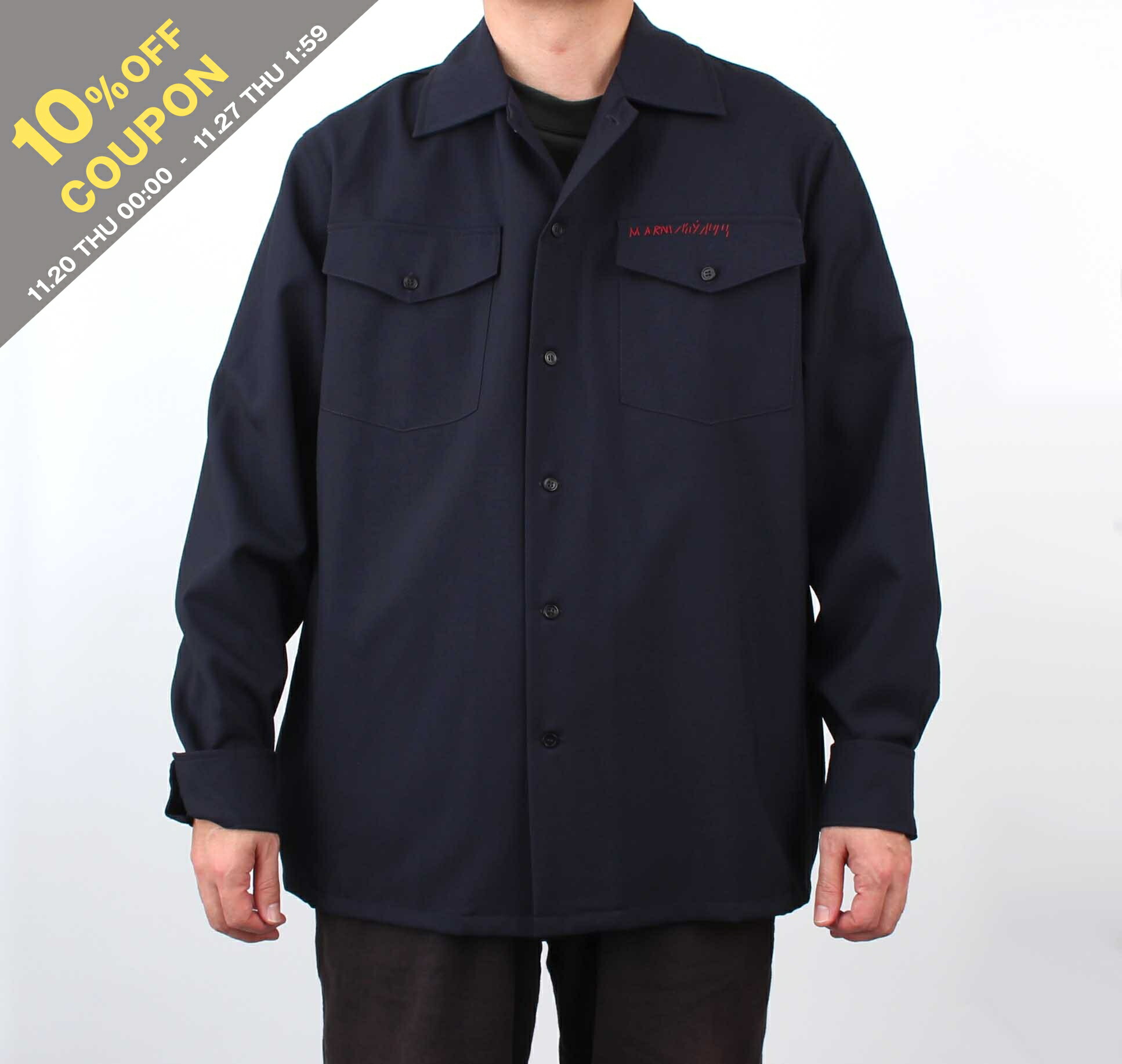 ジバ　MARNI ネイビー 半袖シャツ ポケット マルニ ジバ MARNI ネイビー 半袖シャツ ポケット マルニ ジバ MARNI ネイビー