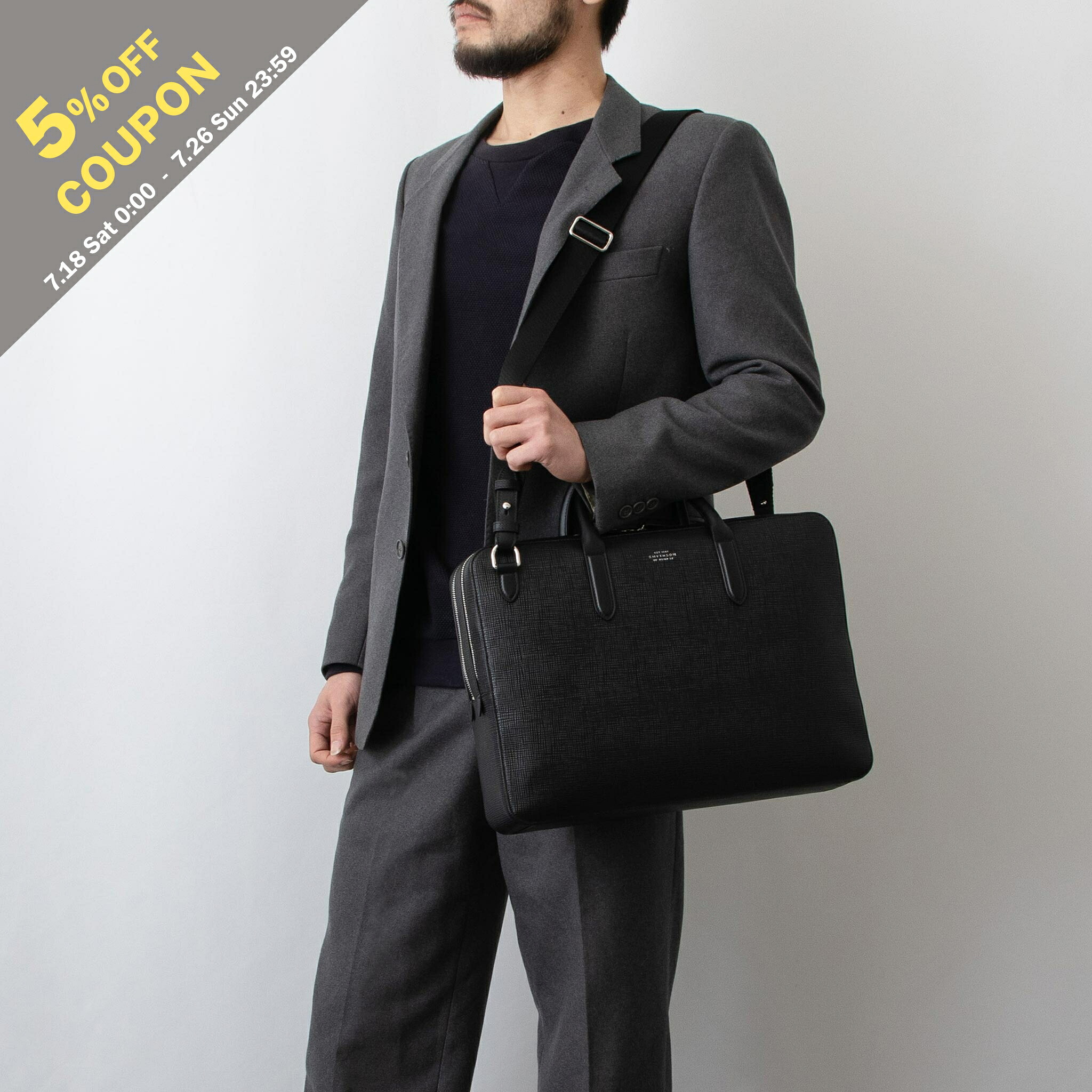 【5%OFFクーポン対象】スマイソン SMYTHSON バッグ 2WAYブリーフケース/ショルダーバッグ PANAMA CLASSIC LARGE LIGHTWEIGHT BRIEFCASE [パナマ ブリーフケース Lサイズ] メンズ【A4】【英国ブランド】｜on the corner