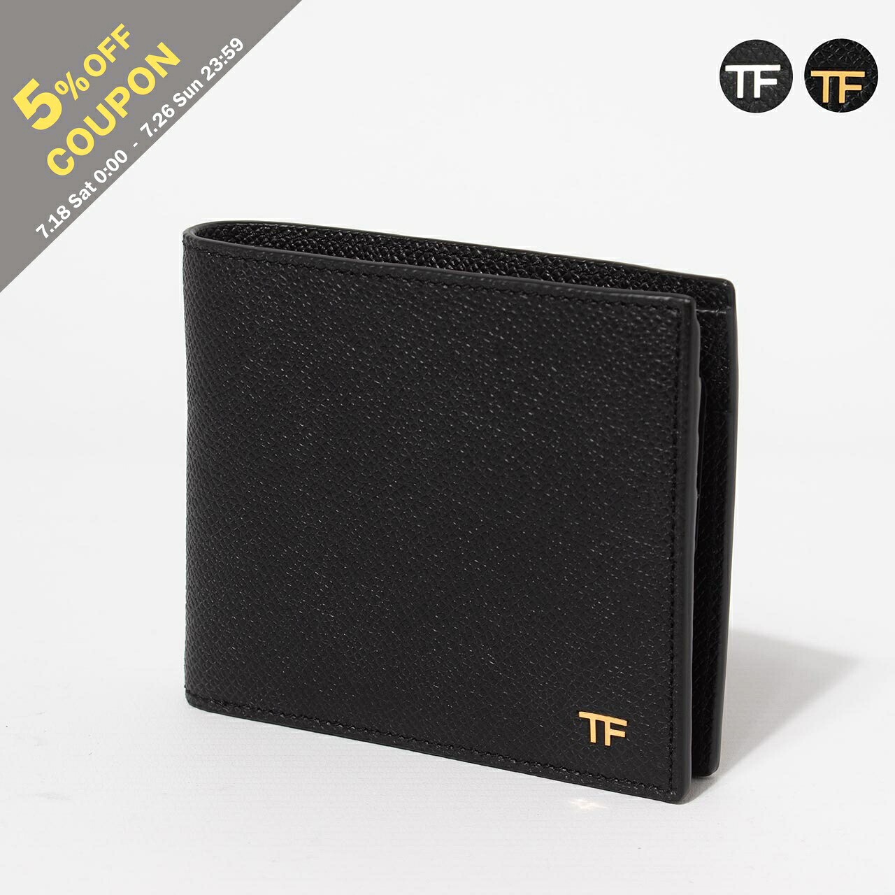 【5%OFFクーポン対象】トムフォード TOM FORD 財布 二つ折り財布（小銭入れ付き） SMALL GRAIN CALF T LINE CLASSIC BIFOLD COIN WALLET メンズ YM278 LCL081G / LCL081S｜on the corner