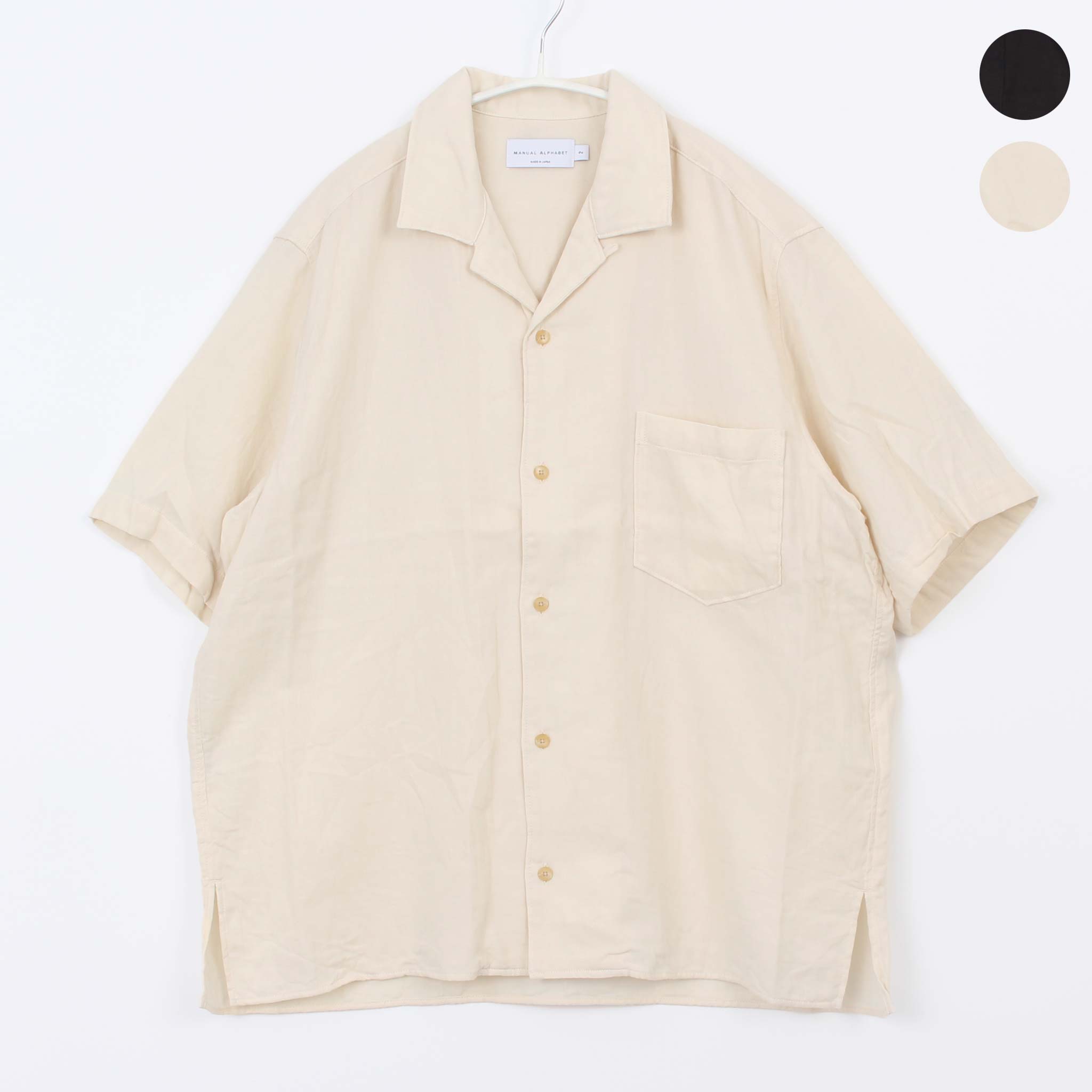 マニュアルアルファベット MANUAL ALPHABET オープンカラー 半袖シャツ ORGANIC GAUZE OPEN COLLAR S/S SHT メンズ MA-S-769