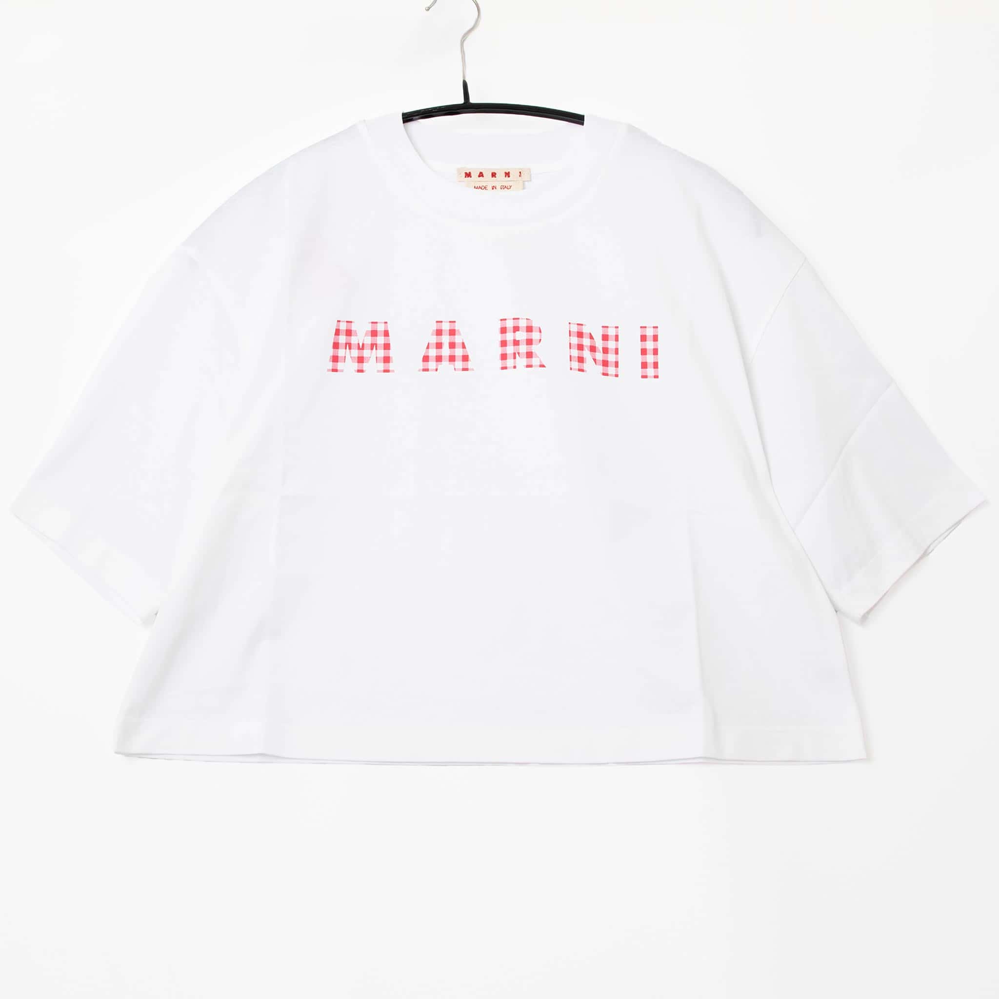 マルニ MARNI 半袖Tシャツ T-SHIRT WITH CHECKED MARNI LOGO [チェックマルニロゴTシャツ] レディース THJE0333P6 USCX52｜on the corner