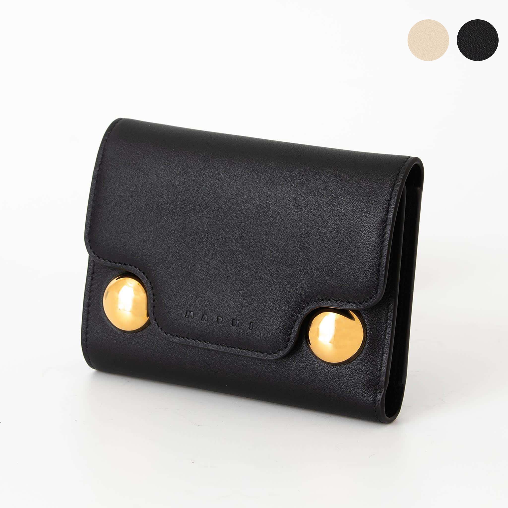 【箱付き・美品】MARNI マルニ　ステッチ　三つ折り　コインケース　財布 箱付き・美品】MARNI マルニ ステッチ 三つ折り コインケース 財布