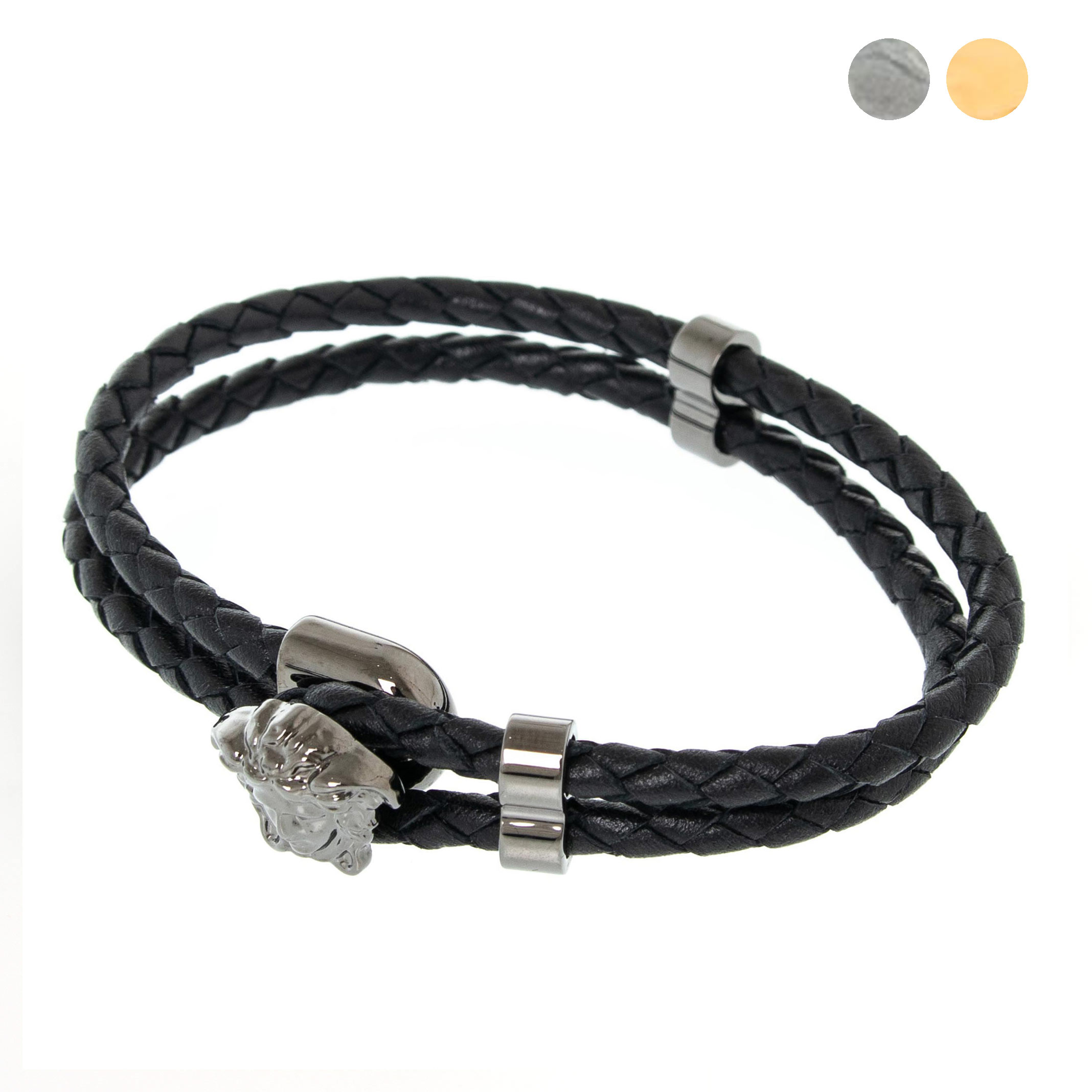 VERSACE ベルサーチ　レザーブレスレット VERSACE ヴェルサーチェ ブレスレット MEDUSA BRAIDED LEATHER
