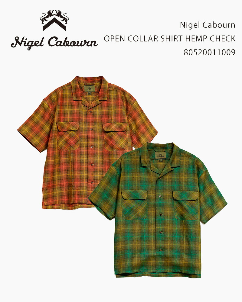Nigel Cabourn OPEN COLLAR SHIRT HEMP CHECK 80520011009 / ナイジェルケーボン オープンカラーシャツ ヘンプチェック｜O.T.E STORE