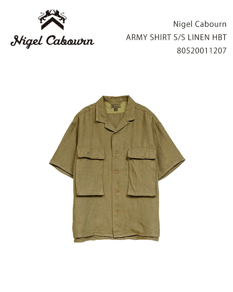 Nigel Cabourn ARMY SHIRT S/S LINEN HBT 80520011207 / ナイジェルケーボン アーミーシャツ ショートスリーブ - リネンヘリンボーンツイル|O.T.E STORE