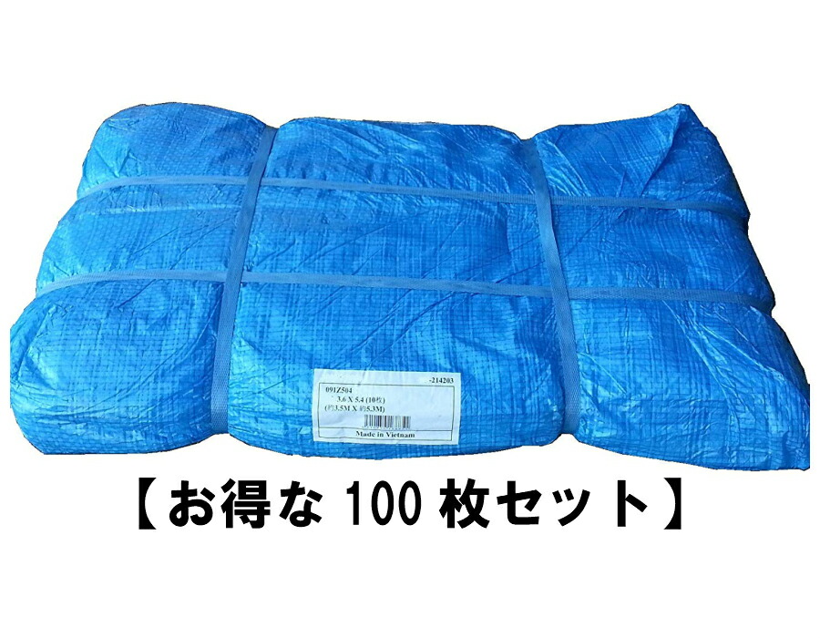 ブルーシート 3.6×5.4 【100枚セット】 薄手シート 送料無料 養生シート