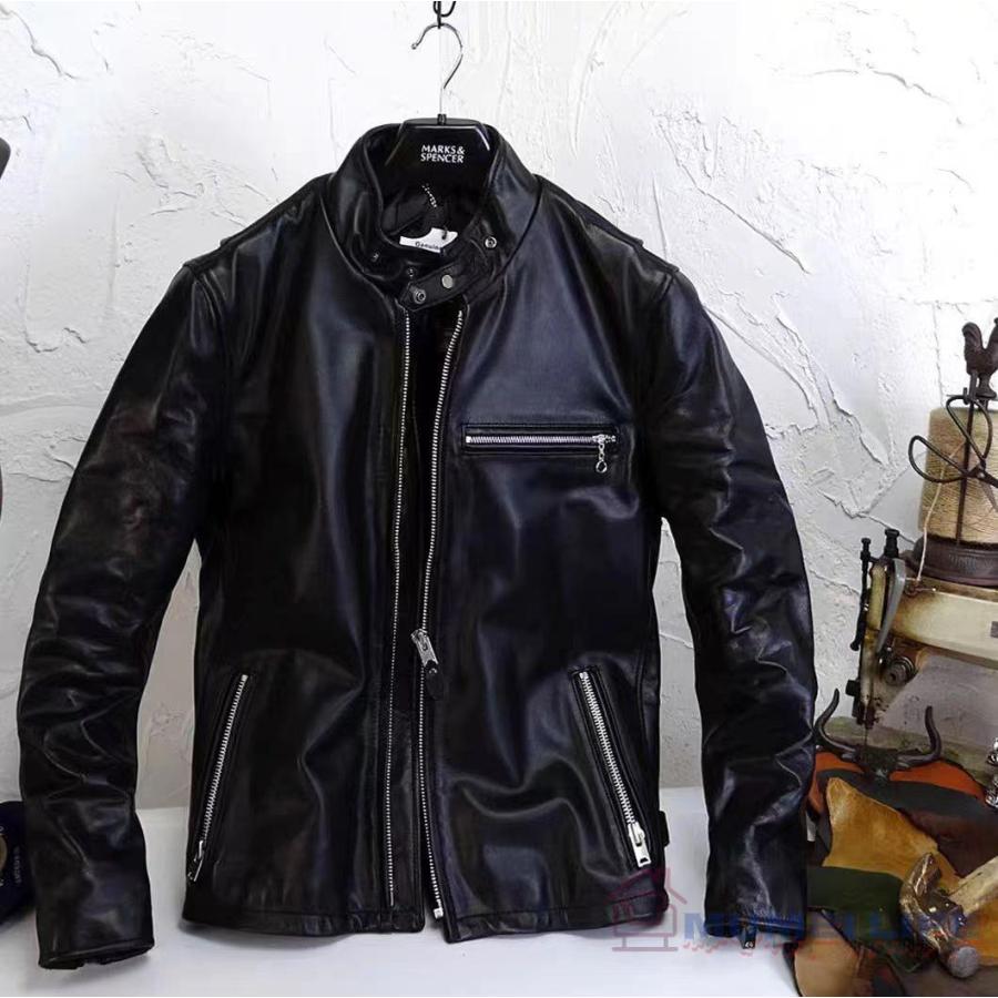 新品 ホースハイド スタンダードスタイル シングルライダース レザージャケット ブラック トスカーナ イタリアンレザー 馬革｜大板店