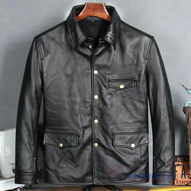 特売！保証 カウハイド 復刻50's ドライビングコート レザージャケット ブラック サイズ選択可 カーコート ブレーキマン 牛革｜大板店