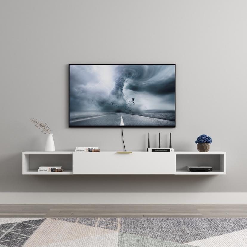 壁掛けテレビキャビネット、フローティングTVスタンド、壁掛けTVコンソール、ウォールシェルフ浮動棚セットトップボックス、ルータのDVD|大板店