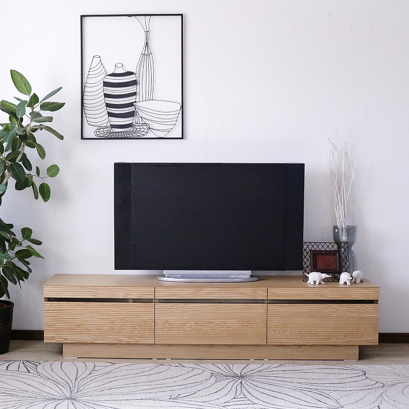 【4/4 20時～】 1,000円値引きCP！ テレビボード ナチュラル ウォールナット 完成品 180 幅 センチ テレビ台 ローボード おしゃれ 収納 引出し デッキスペース 天然木 木製 ベージュ ブラウン 茶 送料無料 40,944円