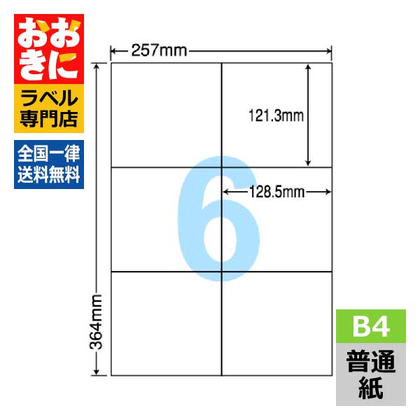 E6G ラベルシール タックシール B4判 6面 1片サイズ121.3mm×128.5mm 余白なし 荷札ラベル 棚ラベル 表示ラベル ナナコピー 普通紙ラベル インクジェットプリンタ・レーザープリンタ適合 マルチプリンターラベル 【サンプル提供可】