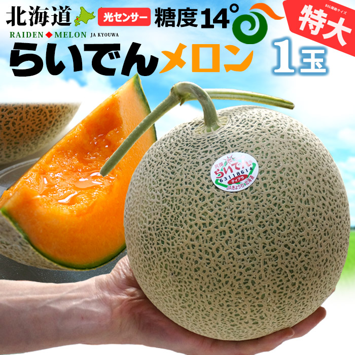 楽天市場】北海道 らいでんメロン 赤肉 特大 (約2kg×2玉) 北海道