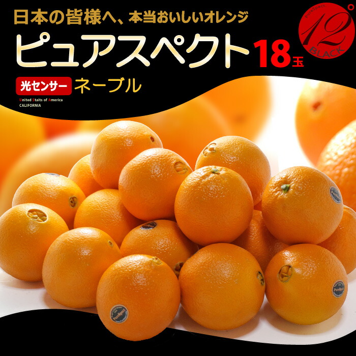 ピュアスペクト ブラック ネーブル 18玉 (約4.2kg) アメリカ産 糖度12度以上 カリフォルニア オレンジ ネーブル purespect black 柑橘 高糖度 甘い 食品 フルーツ 果物 みかん オレンジ navel orange 甘い 人気 男性 女性 喜ばれる 2025 送料無料