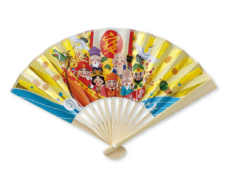 ミニ飾り扇子 七福神宝船 5本から 開運 招福 1本あたり1,606円から FU-5211 名入れ可 海外 外国人 男性用 メンズ 女性用 レディース