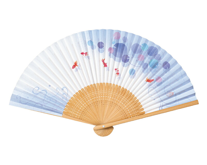 扇子 金魚 5本セット 紙 白竹中彫 婦人用 香り付 名入れ可 桐箱可 1本あたり3,146円から FU-5734 女性用 レディース|オーケーマート