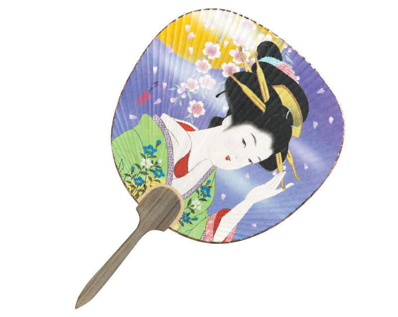 名入れ印刷 名入れ無し 団扇 都 うちわ 美人画 寿美美人 夜桜 5 から 200本 1本あたり1,408円から FU-225 日本製