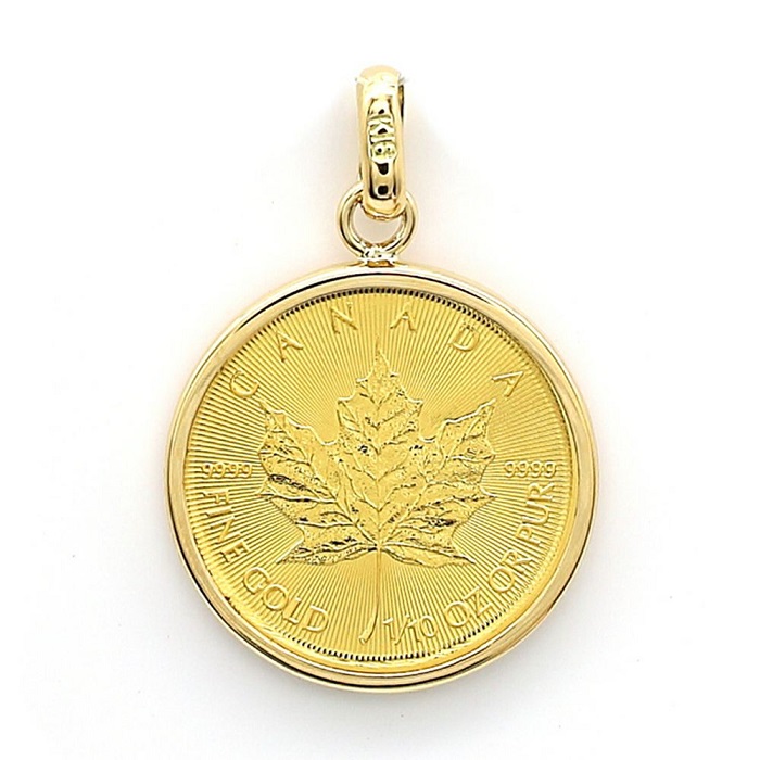 市場 コイン ペンダント 10oz 10オンス 純金金貨 枠はK18 メイプル