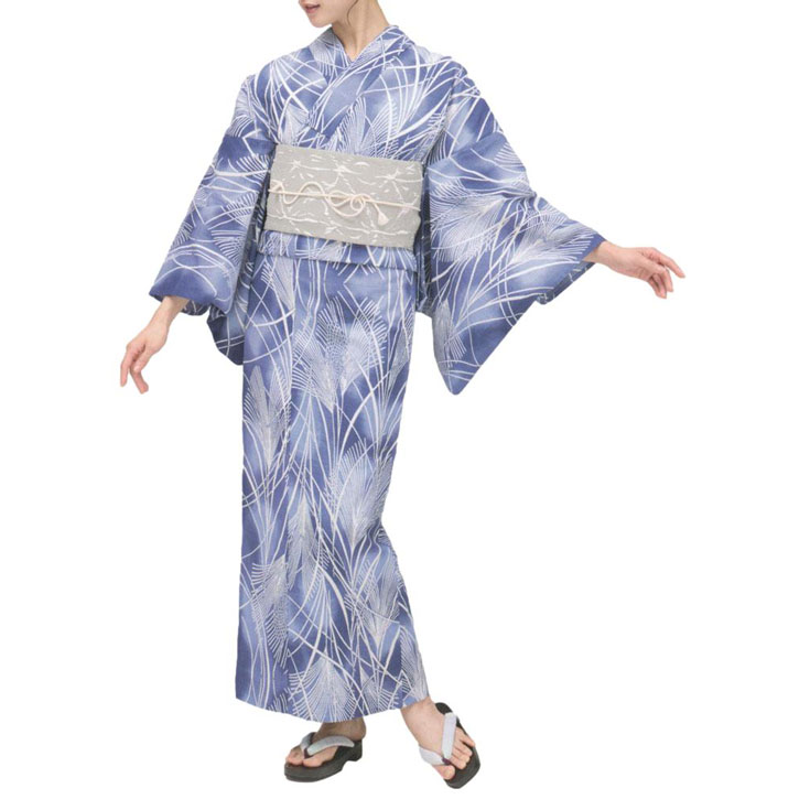 本染浴衣 源氏物語ゆかた 織り地 未仕立てもの品 No.6000 「綿 紅梅 注染本染」夏の尾花、凛とした成年者の折り目正しいを漂わせてくれます。オプションで仕立てものも承ります。奥ゆかしいな柄ゆきが、しっとりとした成年者の佇まいを監督してくれます