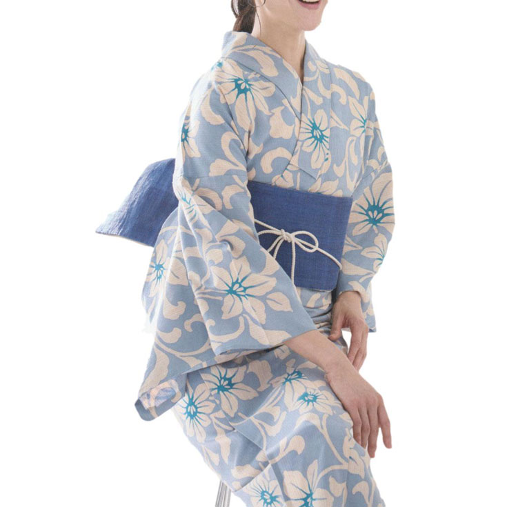 本染浴衣 源氏物語ゆかた 織り地 未仕立てもの品 No.6013 「綿と麻の布 注染本染」凛とした成年者の折り目正しいを漂わせてくれます。オプションで仕立てものも承ります。奥ゆかしいな柄ゆきが、しっとりとした成年者の佇まいを監督してくれます