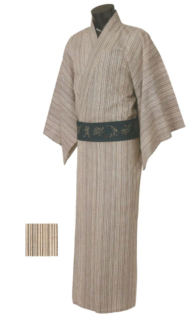 源氏物語ブランド男ゆかた 反物 未仕立品 麻絣 No.09(綿 70％ / 麻 30％)｜きもの FASHION 大岡　店