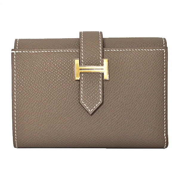 【鑑定済】HERMES エルメス ベアン コンパクト 折り財布 ゴールド エルメス(HERMES)エルメス ベアンコンパクト ゴールド 二つ折財布 二