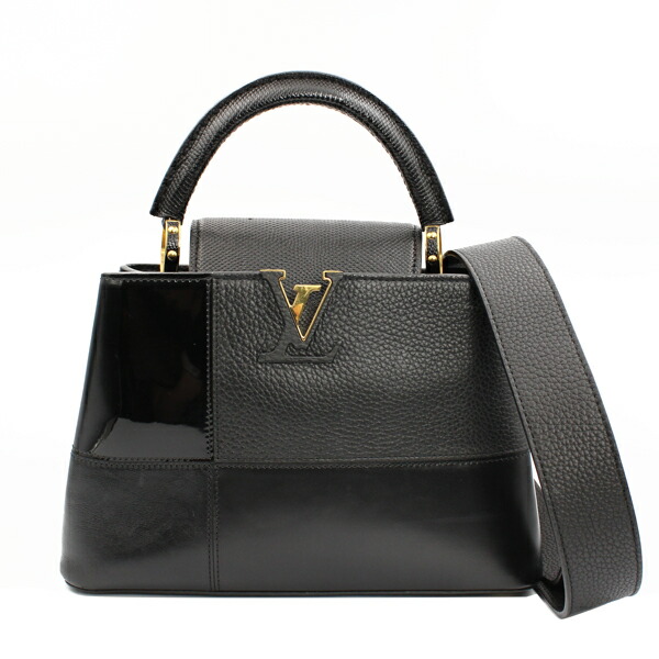 LOUIS VUITTON ルイヴィトン 御徒面子 カプシーヌBB エナメル×カーフレザー モノグラム 黒いこと ゴールド金具 M59269【貨物輸送無料】【中古】【D4936】