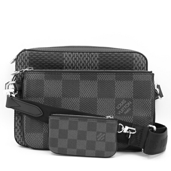 LOUIS VUITTON ルイヴィトン バッグ トリオ･メッセンジャー ダミエ・グラフィット ダミエ ブラック/グレー シルバー金具 N50017【送料無料】【中古】【D5449】｜トキオカ