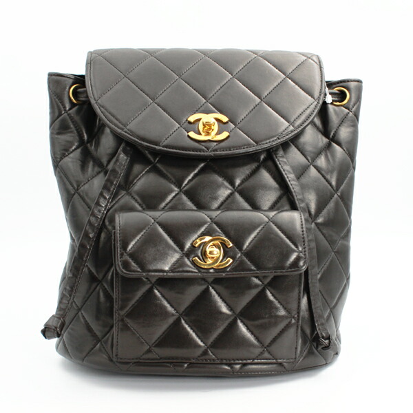 CHANEL シャネル 御徒面子 マトラッセバックパック 子ヒツジ人はだ 黒いこと ゴールド金具 A10177【貨物輸送無料】【中古】【D4893】