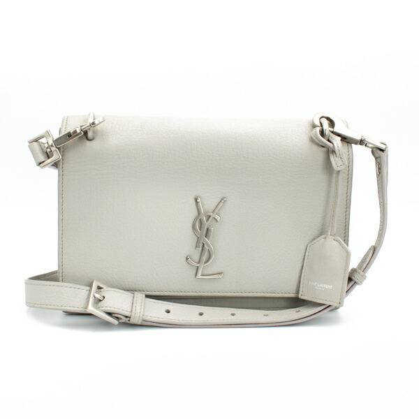 SAINT LAURENT サンローラン バッグ サンセット ミディアム カーフレザー グレー シルバー金具 【送料無料】【中古】【D5748】