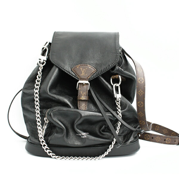 LOUIS VUITTON ルイヴィトン 背嚢 モン掏摸･バイブ PM モノグラム 黒いこと しろがね色金具 M12587【貨物輸送無料】【中古】【D5760】